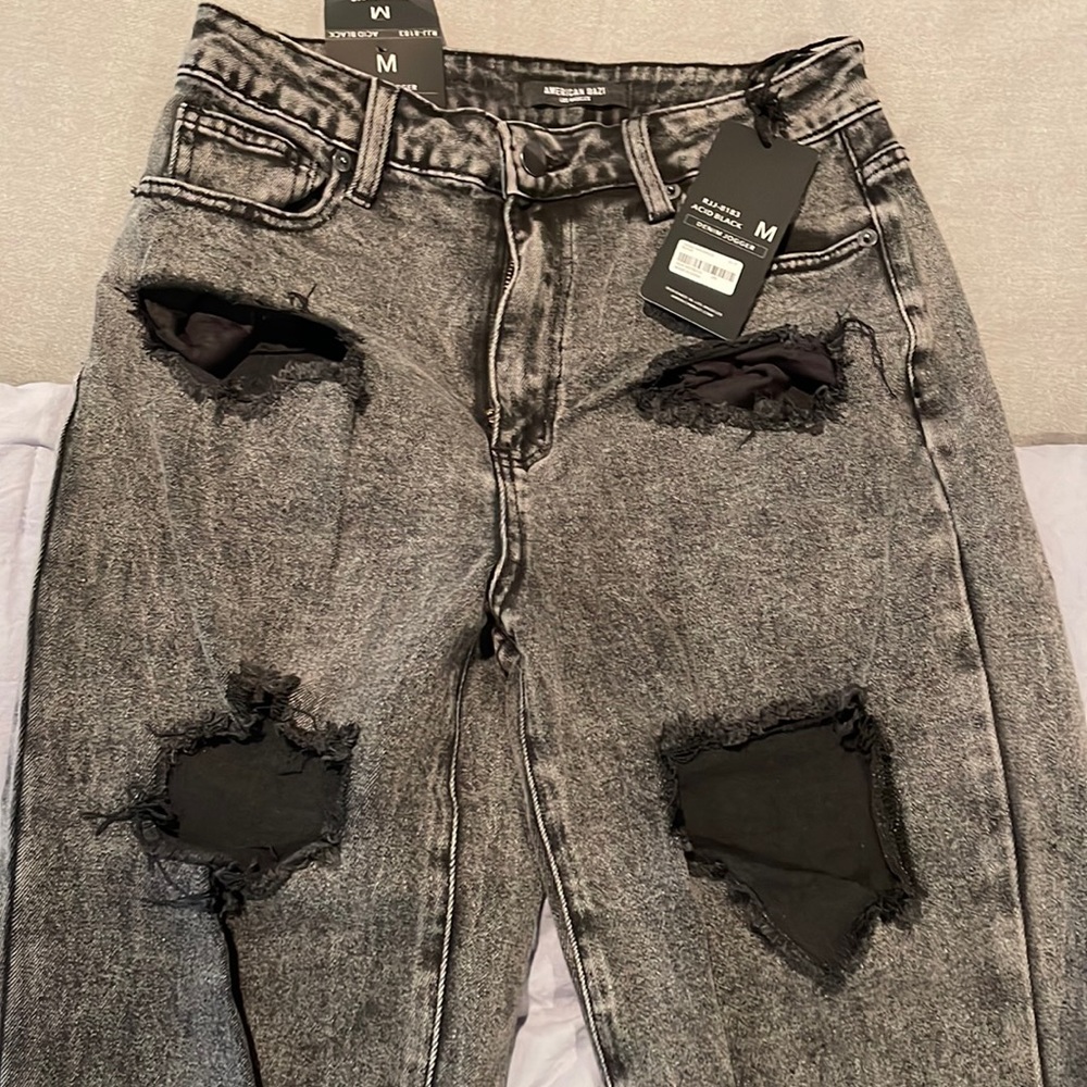American Bazi Acid Black Denim Jogger